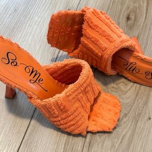 So Me Women's Bright Orange “Terry” Textured Mules